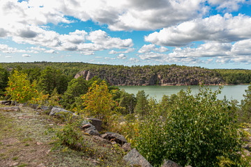Obraz premium Summer Scandinavian landscape of the Aland Islands Midsummer day in the Åland Islands between Finland and Sweden