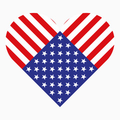 Flag of the United States of America in the form of a heart