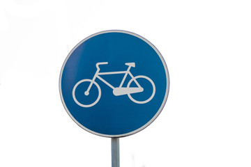 Bicycle path sign on background