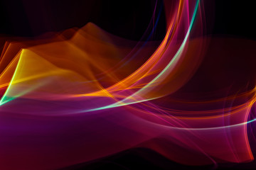 Obraz premium Chaotic movement of different bands on a black background