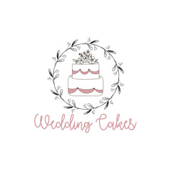 Logo template with wedding cake. Premade logotypes for entrepreneurs. Vector logo design - 307739343
