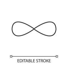 Eternity sign linear icon. Closed curve. Geometric figure. Continuous line. Abstract shape. Isometric form. Thin line illustration. Contour symbol. Vector isolated outline drawing. Editable stroke