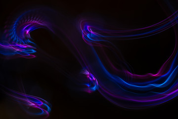 Chaotic movement of different bands on a black background