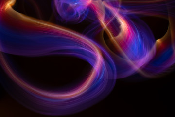 Chaotic movement of different bands on a black background