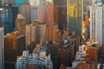 Fototapeta na wymiar Aerial view of the skyscrapers of Midtown Manhattan New York City