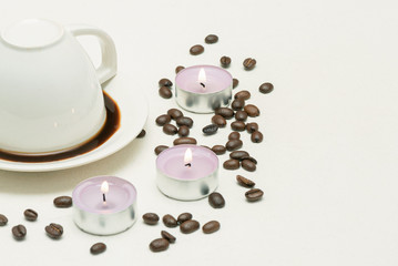 Coffee grounds fortune telling concept close up.