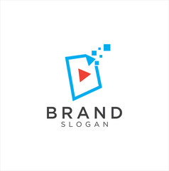 Media Tech Logo . Play tech Logo . Video Logo Design Concept