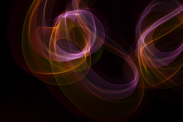 Chaotic movement of different bands on a black background