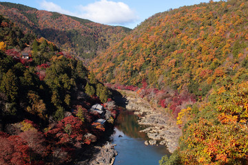 京都　保津峡の紅葉