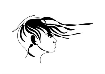 Abstract portrait of romantic woman face. illustration.