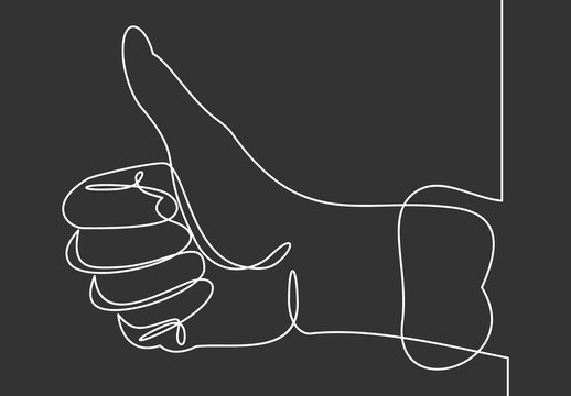 Thumbs up line-continuous line drawing - Vector
