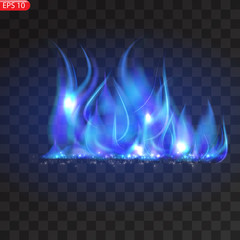 Realistic burning fire flames vector effect with transparency for design