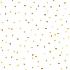Romantic seamless pattern with golden hearts on a white background. Valentine's Day. Vector.