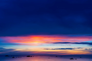Cloudy Sunset Over Calm Baltic Sea at Norderstrand On The Island Of Gotland, Sweden
