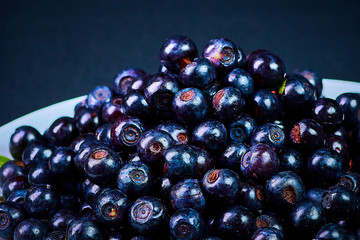 Fresh washed blueberries on table