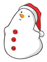 Christmas snowman vector sticker cute doodle colorful illustration