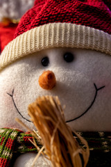 Christmas Snowman with red scarf and red cap