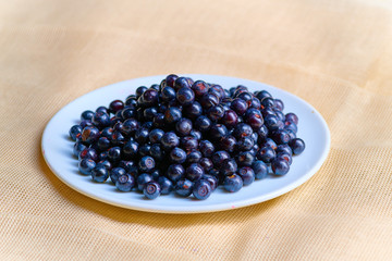 Fresh washed blueberries on table