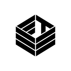3D Box with letter T logo design vector