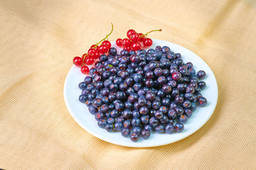 Fresh washed blueberries on table