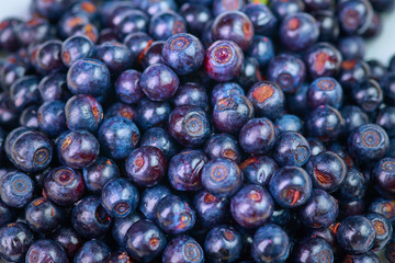 Fresh washed blueberries on table