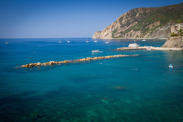 Fototapeta na wymiar Colorful view at Monterosso Al Mare, Cinque Terre, Italy