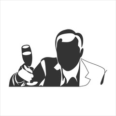 successful businessman holding a glass of champagne.Vector illustration.