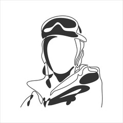Snowboarder head.Vector illustration.