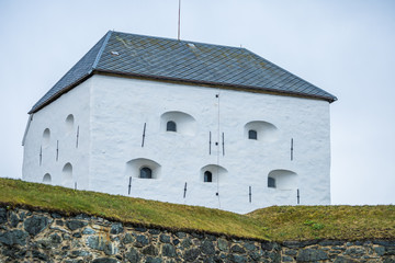 Fototapeta premium Kristiansten fortress white building in Trondheim, Norway