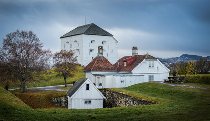 Kristiansten fortress white building in Trondheim, Norway