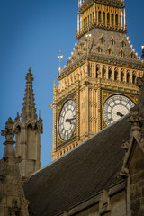 Fototapeta na wymiar Big Ben Details with white background - Palace of Westminster, Parliament Building, London, UK