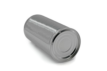 Large Tin Can Side view, lying positon isolated on White Background