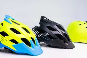 Fototapeta premium Bicycle helmet on white background.
