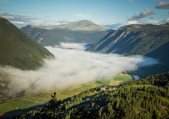 Morning clouds in the valley, Norway.