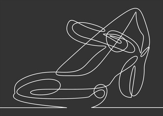Continuous line drawing of women's high heel shoes.