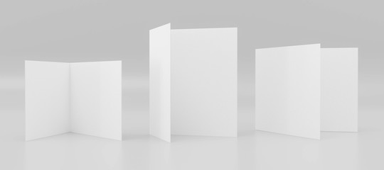 several stand up mock up blank empty cardboards folded with space for your content 3d illustration render