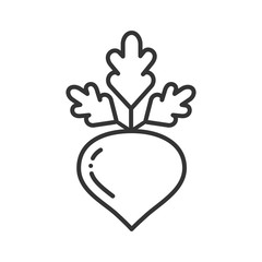 Beetroot black line icon. Natural vegetable sign. Healthy, organic food concept. Cooking ingredient. Pictogram for web page, mobile app, promo. UI UX GUI design element. Editable stroke.