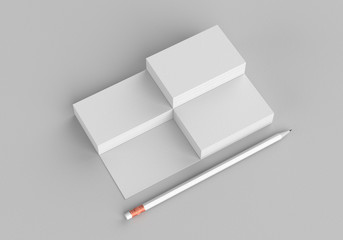 Base white stationery mockup template for branding identity on gray background for graphic designers presentations and portfolios. 3D rendering.