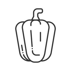 Bulgarian pepper black line icon. Natural vegetable. Healthy, organic food. Cooking ingredient. Pictogram for web page, mobile app, promo. UI UX GUI design element. Editable stroke.