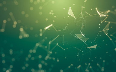 Abstract background. Molecules technology with polygonal shapes, connecting dots and lines. Connection structure. Big data visualization.