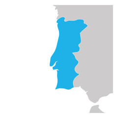 Map of Portugal green highlighted with neighbor countries