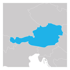 Map of Austria green highlighted with neighbor countries