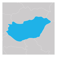 Map of Hungary green highlighted with neighbor countries