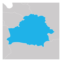 Map of Belarus green highlighted with neighbor countries