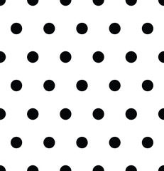 Seamless polka dot pattern in triangular arrangement. Black dots on white background. Vector illustration