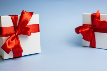 set of gift box, blue cristmas background 2020.