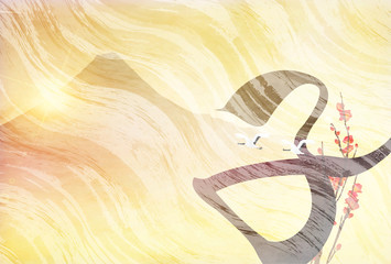 子　年賀状　和紙　背景