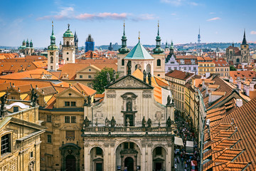 Fototapeta na wymiar Aerial panorama of Prague, Czechia