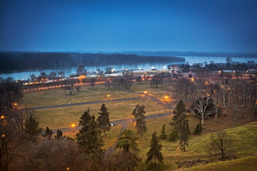Fototapeta premium Kalemegdan Fortress in Belgrade at night, Serbia