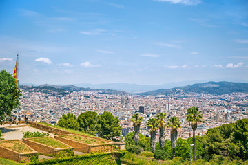 Panorama of Barcelona from Montjuic, Catalonia, Spain